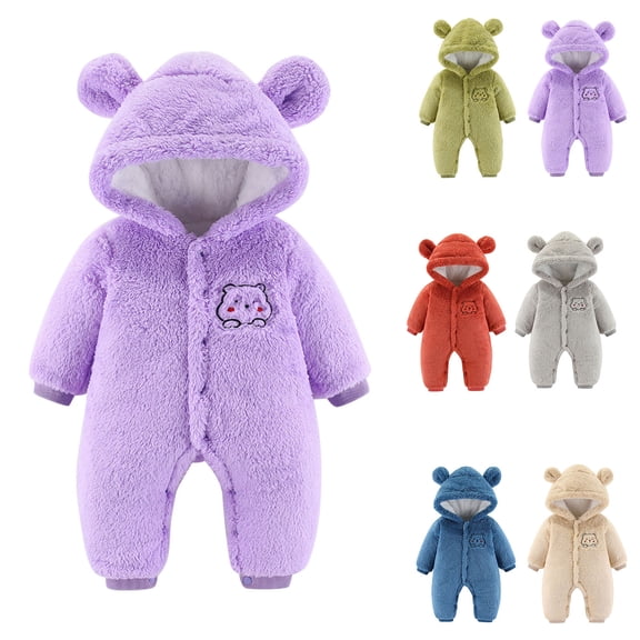 YHAJDS Toddler Fall Winter Casual Jumpsuit, Kids Jumpsuit Kids Rompers (3-18Months) Long Sleeve Solid Color Hooded for Toddlers Boys Girls Fall Winter