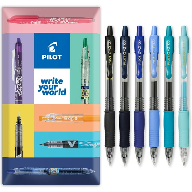 Pilot Stylos à Bille Roulante à Encre Gel Rétractables G-2 - Pointe 0,7 mm - Ensemble Portefeuille de 6 - Tons Cool