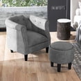 thumbnail image 4 of Costway Modern Accent Chair with Ottoman Armchair Barrel Sofa Chair with Footrest Grey, 4 of 10