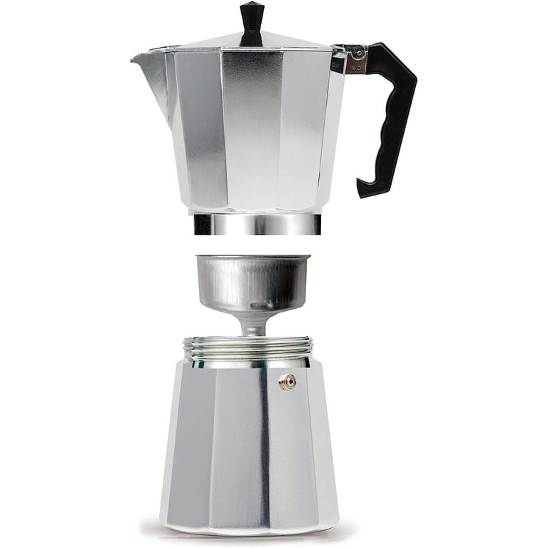 J&V TEXTILES Stovetop Espresso and Coffee Maker, Moka Pot for Classic  Italian and Cuban Café Brewing, Cafetera, Twelve Cup
