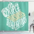 thumbnail image 1 of Saying Shower Curtain, Typography in a Shape of a Treasure Box in Pastel Colors, Fabric Bathroom Set with Hooks, 69W X 84L Inches Extra Long, Pale Teal Pale Peach, by Ambesonne, 1 of 3