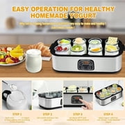 Probiotic Yogurt Maker, Probiotic Yogurt Maker with Adjustable Temperature & Time Control, 1400 ML Ultimate Yogurt Maker with 8 Pcs Glass Jars, with a European to American converter