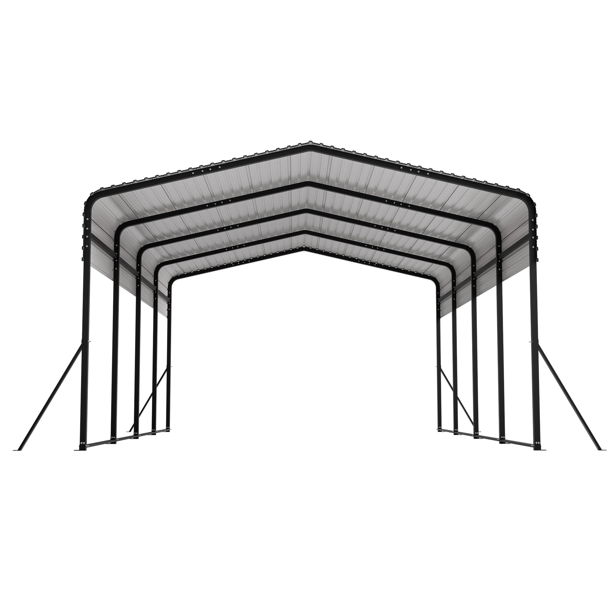 13x20 FT Heavy-Duty Metal Carport Garage with Triangle Reinforced Frame Galvanized Steel Roof All-Weather Shelter for Car Truck Boat Outdoor Storage Black