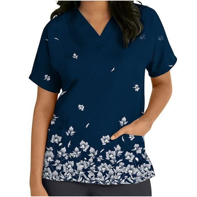 Pompotops T-Shirt Femme Manches Courtes Été Col en V Blouse Décontractée Ample Basique Tunique