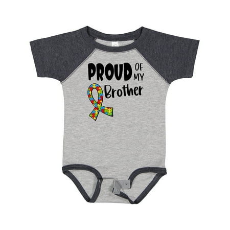 

Inktastic Proud of My Brother Autism Awareness Puzzle Piece Ribbon Gift Baby Boy or Baby Girl Bodysuit