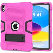 Decase for Apple iPad 10th Generation 10.9" 2022 Shockproof Absorption High Impact Resistant Hybrid Protective Tablet Cases Cover with Kickstand for 10.9 Inch 2022, Rose/black