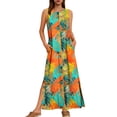 thumbnail image 3 of TaTaai Women's Casual Solid Color V-Neck Sleeveless Knee Length Dress Fashion Simple Style Soft Breathable Polyester Comfortable Midi Dress for All Seasons Daily Outings Gift, 3 of 8