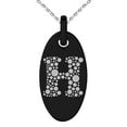 thumbnail image 1 of Stainless Steel Letter H Initial Dotted Monogram Engraved Small Oval Charm Pendant Necklace, 1 of 1