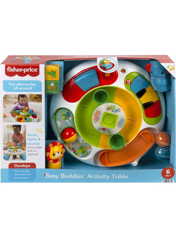 Fisher-Price Busy Buddies Activity Table Electronic Learning Toy for Infant and Toddler