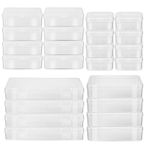 LOLIPPYY Set of 24 Clear Storage Bins with Lids, Minimalist Design for Organizing Small Items at Home
