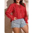 thumbnail image 4 of Blusa Eytino para mujer, talla grande, chifón, bohemio, estampado floral, roja, 4 of 6