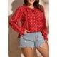 thumbnail image 4 of Blusa Eytino para mujer, talla grande, chifón, bohemio, estampado floral, roja, 4 of 6