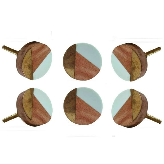 Set of Six Adington Blue Mixed Cabinet Knobs by Trinca-Ferro