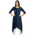 thumbnail image 1 of Bimba Femmes Asymétrique Longue Tunique Bleu Casual Kurta Kurti 3/4 Robe Manches, 1 of 9