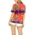thumbnail image 4 of HAPPY BAY Women's Beach Funny Santa Claus Party Blouse Shirt Tops Flamingo Shirts Button Down Hawaiian Christmas Tree Shirt for Women M Santa Surf, Pink, 4 of 7