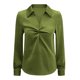 thumbnail image 5 of Camisetas para Mujeres con Cuello en V Manga Larga Delantera Blusa de Color Sólido, Corbata Delantera Top Casual, 5 of 7