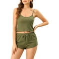 thumbnail image 1 of ENSEMBLES DE PYJAMA CHIC POUR FEMMES, HAUTS EN TRICOT AVEC SHORTS, 2 PIÈCES, VÊTEMENTS DE DORMITORY XS VERT, 1 of 6