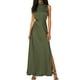 thumbnail image 1 of Vestidos de Fiesta Elegantes de noche largo con abertura lateral y cuello falso para mujer para cóctel Cgtredaw Verde Ejército T XL para Mujer, 1 of 8