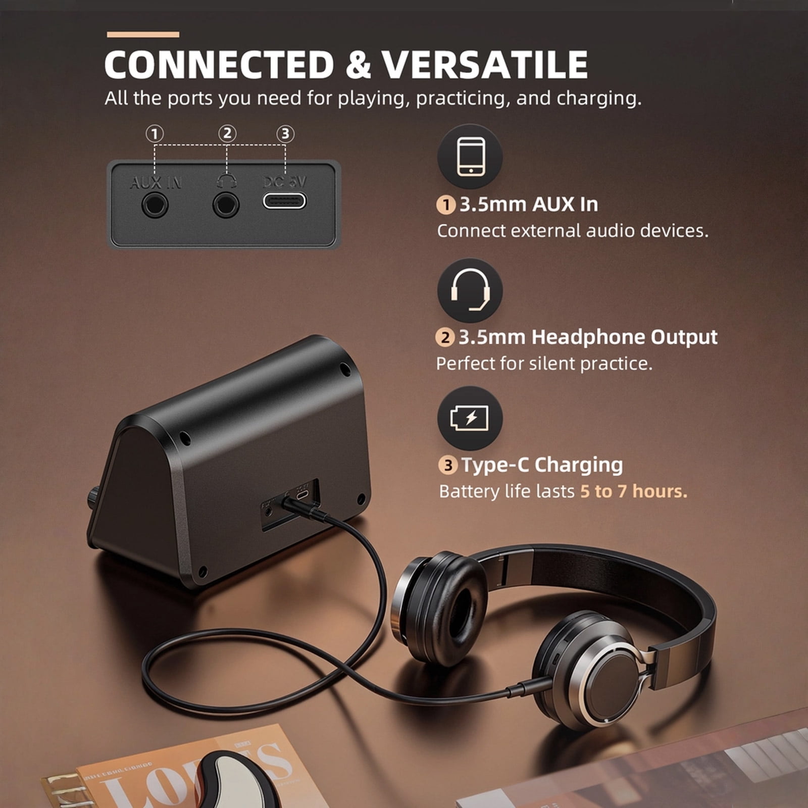 LEKATO GA-4 10W Portable Electric Guitar Amplifier with Clean & Overdrive Channel Reverb Bluetooth Mini Small Guitar Amp for Practice