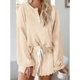 thumbnail image 2 of Michellecmm Women's 2 Piece Pajama Set Long Sleeve Button Up Tops Drawstring Shorts Sleepwear Sets, 2 of 4