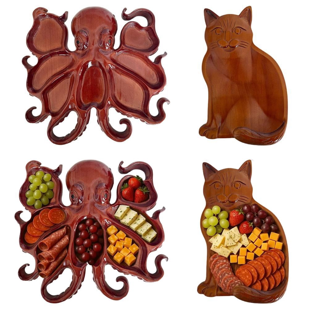 Octopus Charcuterie Platter, Unique Octopus Design Wood Serving Tray, Ocean Theme Party Octopus Bread Board, Funny Animal Shaped Platters Tray, Gift for Seafood Lovers