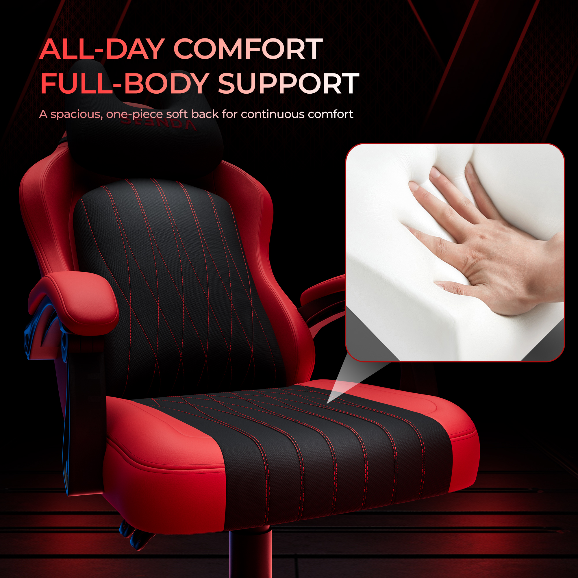 Seenda Gaming Chair, Fabric Comfy Video Gaming Chair, High Back Computer Chair, Adjustable Swivel Office Desk Chair with Headrest and Lumbar Support