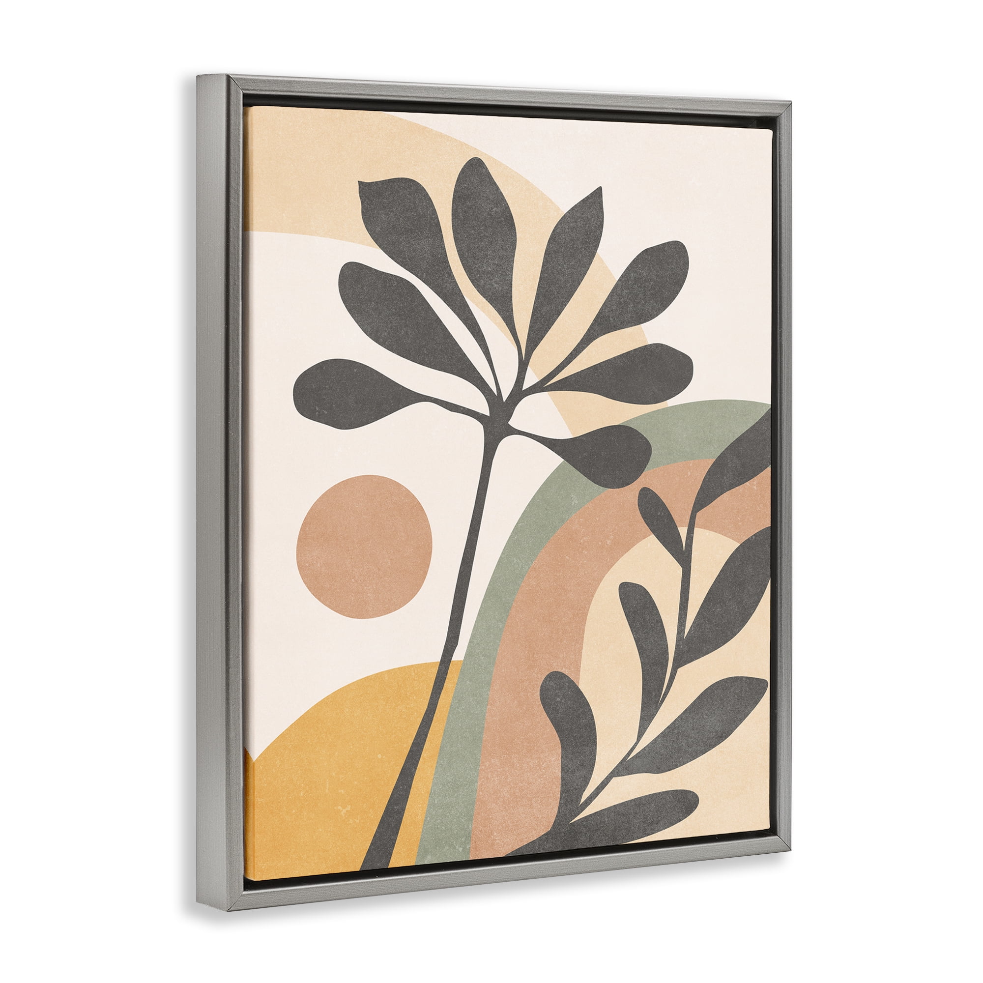 Stupell Industries Retro Sage Boho Sprigs Landscape & Nature Painting Gray Floater Framed Canvas Art Print Wall Art, 25 x 31