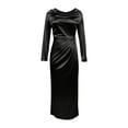 thumbnail image 7 of Smsaxvxz Women's Cowl Neck Satin Maxi Dress Long Sleeve High Slit Formal Evening Gown for Wedding Guest Bridesmaid Party Black S, 7 of 7