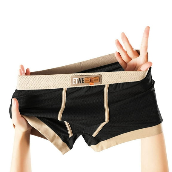 Men's Polyester Boxer Briefs, Moisture Wicking, Breathable, Durable, Classic Design with Wide Elastic Waistband, Black, Size L
