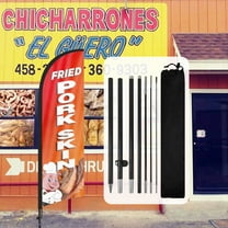 QSUM Fried Pork Skin Swooper Flag and Pole Kit and Ground Spike, 8.2FT Advertising Feather Flag for Restaurant and Food Store Sales