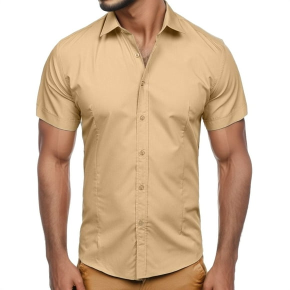 Ketyyh-chn99 Men's Shirt Resort Shirt Graphic T-Shirts Shirts for Men Loose Short Sleeve Mens Beach Shirts Resort Casual Shirts Khaki,2XL