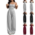 thumbnail image 5 of Women's Wide Leg Jumpsuit Sleeveless Square Neck Strappy Open Back Casual Loose Fit, 5 of 5