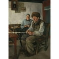 thumbnail image 2 of Christian Krohg 14x18 Black Ornate Wood Framed Double Matted Museum Art Print Titled - The Net Mender (1880), 2 of 5