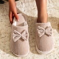 thumbnail image 2 of Women's Bow Slippers Lightweight Comfortable Soft Warm Indoor Home Footwear Fall Winter, 2 of 4