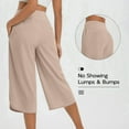 thumbnail image 6 of Eryao Women's Capri Pants Wide Leg Athletic Yoga Capris with Pockets Lightweight Hiking Lounge Drawstring Pants Beige L, 6 of 9