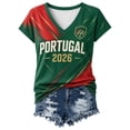 thumbnail image 4 of Multi-Pattern Portugal Graphic Women V-Neck Tee, Casual Breathable Short Sleeve Streetwear Shirt, 4 of 4
