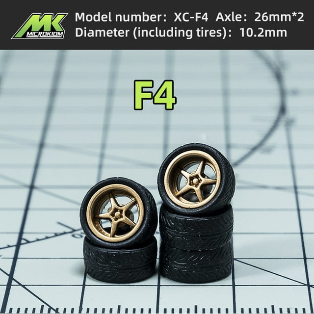 1/64 Diecast wheels 1/64 Scale Car Wheels And Tires Compatible with HotWheels Model JDM Tomica MiniGT - Modified Part F4 10.2mm