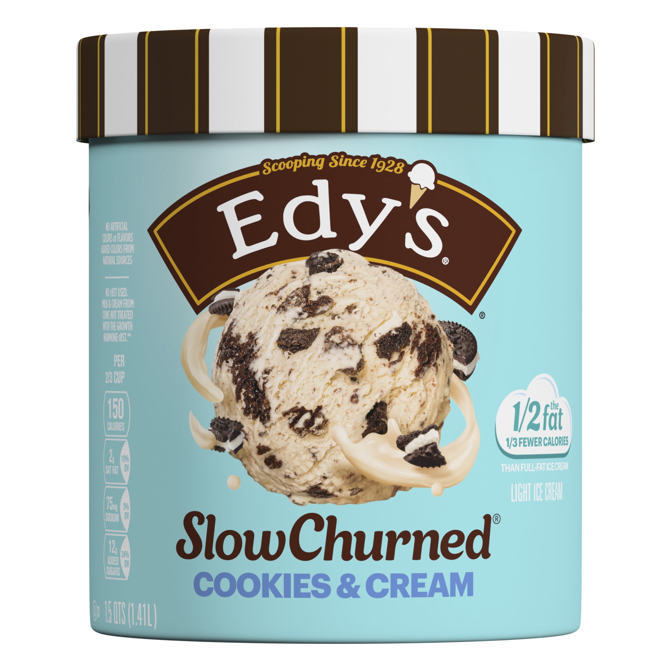 Edy's/Dreyer's Slow Churned Cookies N' Cream Light Ice Cream, 1.5 Qt