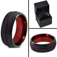 thumbnail image 4 of P. Manoukian Tungsten Wedding Band Ring 8mm for Men Women Red Black Domed Brushed Polished Lifetime Guarantee Size 9, 4 of 4