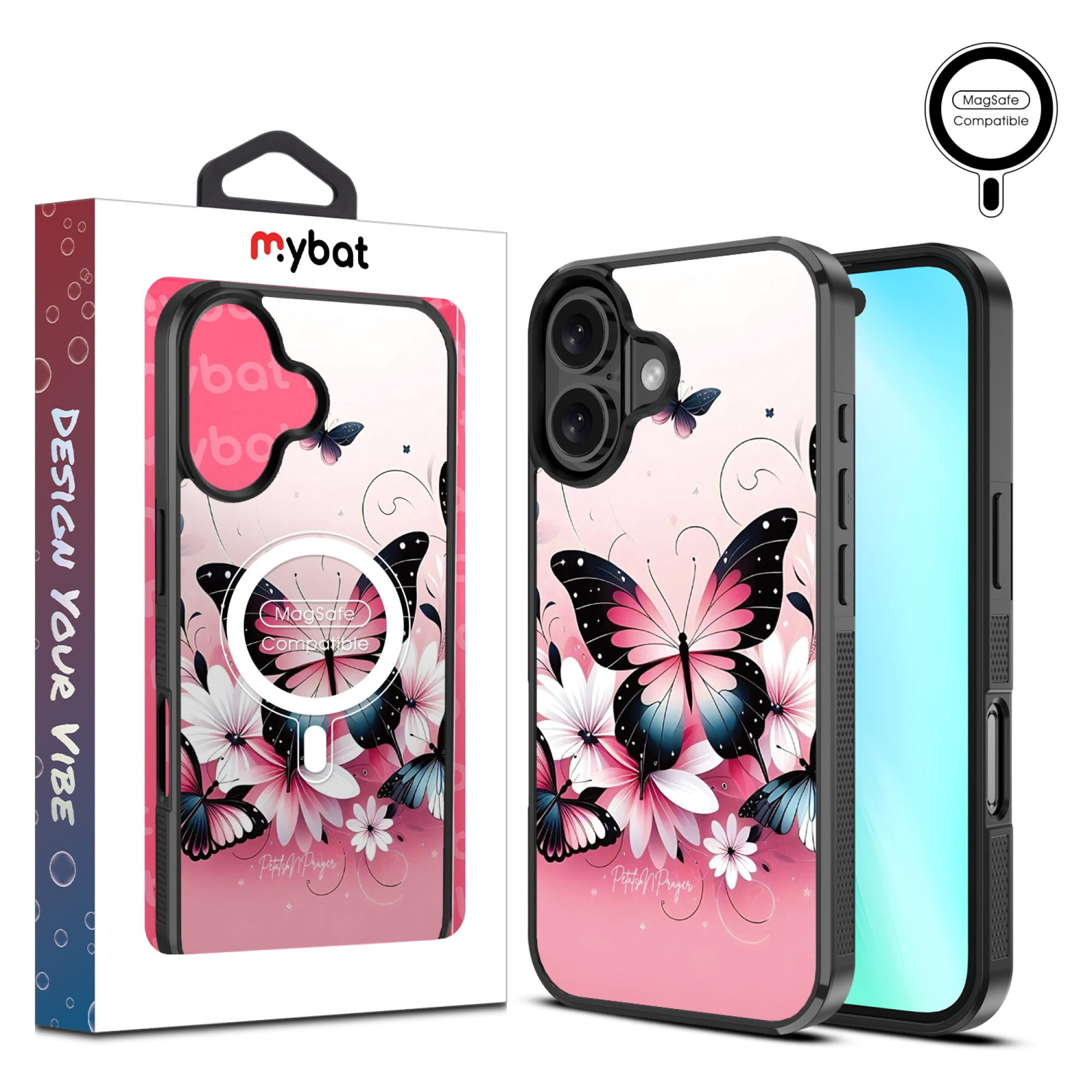 Butterfly Bouquet Magnetic Charging-Compatible Case for iPhone 16 – Slim Protective Floral Cover with Built-In Magnetic Ring & Shock-Absorbing Bumper