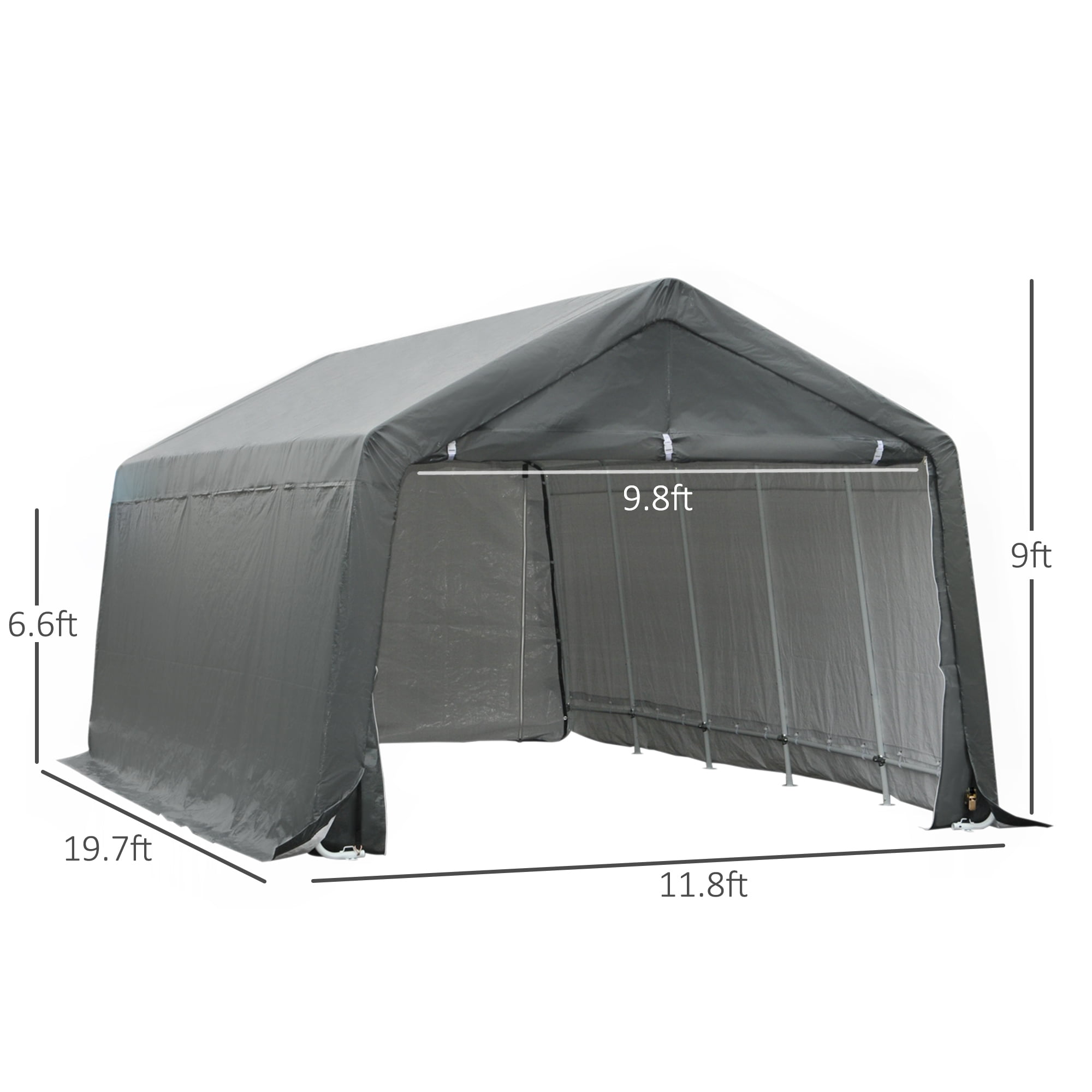 Homiyad 20’ x 12’ Heavy Duty Outdoor Temporary Carport Canopy Tent with Durable Construction & a Simple Setup - Grey