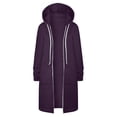 thumbnail image 6 of Patlollav Winter Womens Jackets Long Sleeve Solid Color Thickening And Fleece Casual Zipper Pocket Hooded Long Sweater, 6 of 7