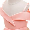 thumbnail image 4 of CAICJ98 Girls Elegant Princess Dresses Cold Shoulder Fold Pleated High Waist Dresses for Toddler Girls Flared A Line Party Dresses Pink,5-6 Years, 4 of 6