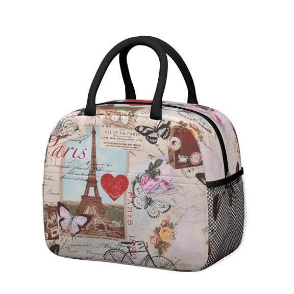 Cute Lunch Bag for Women Reusable Insulated Lunch Bags, Leakproof Cooler Food Lunch Tote Bag, Large Capacity Paris Theme Lunch Box for Work School Travel Picnic
