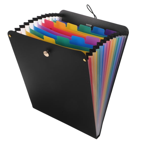 FOMIYES Black Plastic Vertical File Organizer with Handle Expandable Accordion Folder for Office