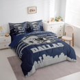 thumbnail image 3 of Erosebridal Rugby Helemet Bed in a Bag King Size,Football City Silhouette Bed Set,Blue Gray Bedding King Size,Super Cozy Room Decor Reversible,7 Pieces, 3 of 5