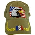 thumbnail image 2 of USA Men's Patriotic Eagle Adjustable Baseball Cap (Side Flag Khaki), 2 of 5