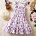 thumbnail image 6 of Teylalorva Girls Floral Dress, Ruffles Flowy Sleeveless Casual Cute Summer Smocked Sundress Purple Size 7, 6 of 9