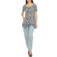 thumbnail image 2 of White Mark Short Sleeve Cold Shoulder Leopard Print Tunic Top, Women's, S-XL, 2 of 6