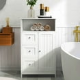 thumbnail image 4 of Ktaxon Arched Toilet Cabinet with Tow Doors and Adjustable Shelf, Fluted Bathroom Orgaziner Including Metal Tissue Holder & 1 Double - hook, White, 4 of 8